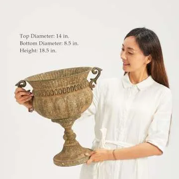 Durable Worth Garden Urn Planters - 18.5" Antique Design