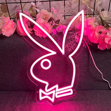 Neon Signs-Acrylic Lights Signs Indoor Bedroom Decor Wall Led Neon Sign Backdrop Flex 23.6×16.3 IN Bar Christmas Party Wedding Boy Living Room Shop Store Pink