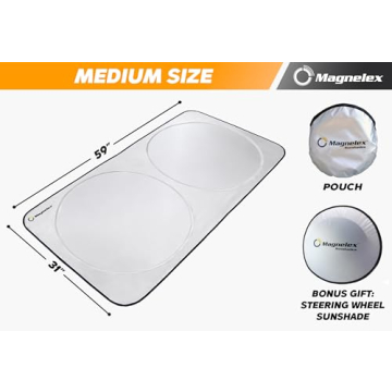 Magnelex Car Windshield Sunshade with Steering Wheel Cover