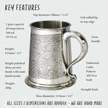 Wentworth Pewter Celtic Spirals 1pt Pewter Tankard