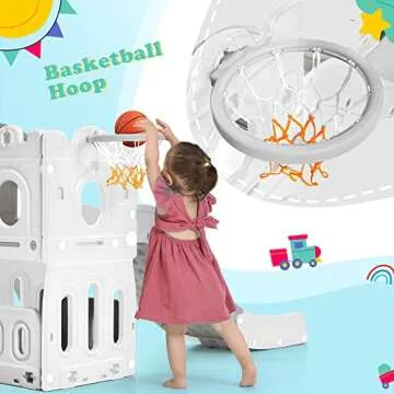 Merax 6-in-1 Kids Slide Playset for Toddlers Ages 1-12