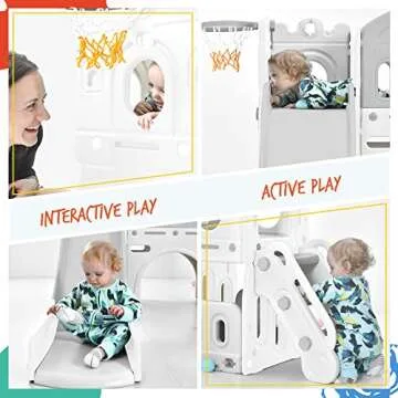 Merax 6-in-1 Kids Slide Playset for Toddlers Ages 1-12