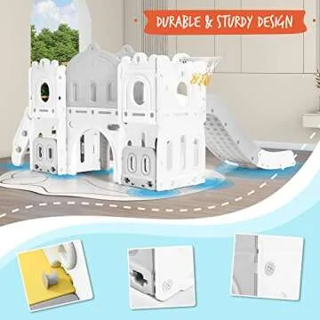 Merax 6-in-1 Kids Slide Playset for Toddlers Ages 1-12