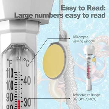 Kingsource Large Floating Pool Thermometer for Accurate Readings