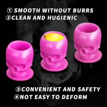 Disposable Tattoo Ink Cups-200pcs Disposable Skull Tattoo Ink Cups For Tattoo Permanent Makeup Container Cap Tattoo Accessory,Tattoo Ink,Tattoo Supplies,Tattoo Kits (Pink)