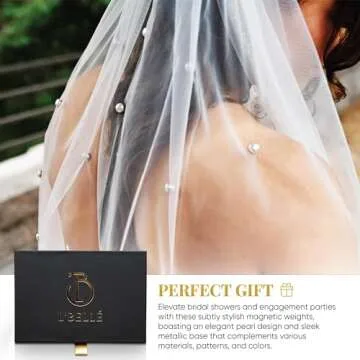 L'Bellé Double-Sided Pearl Veil Weights - Set of 12 Non-Damaging Magnetic Bridal Veil Weights - Secures Long Veils for Outdoor Weddings - Elegant Wedding Accessories and Gifts for Brides