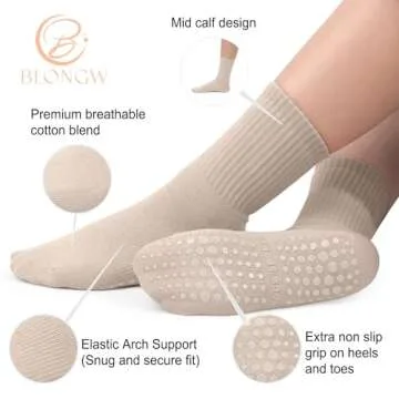 BLONGW Pilates Socks - Non-Slip Yoga Socks for Women