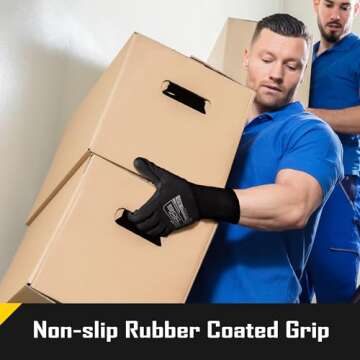 COOLJOB 12/60 Pairs Safety Work Gloves Pack Bulk with Grip PU Coating, 13 Gauge Seamless Knit Gloves with Polyurethane Dipped for Warehouse Working, Breathable Lightweight for Men Women, Black Xlarge