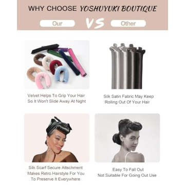 YOSHUYUKI Little Velvet Overnight Blowout 3 Rods Heatless Hair Curler to Sleep in Satin Heatless Curls No Heat Hair Rollers for Short Hair Blowout Look Long Hair Styling Tools Brown