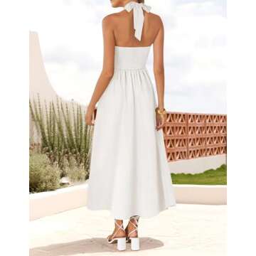ZESICA Women's Halter Midi Dress - Stylish Summer Look