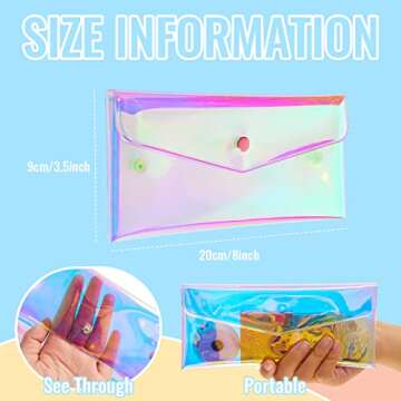 Patelai 3 Pcs Holographic Makeup Bag Iridescent Pencil Pouch Clear Transparent Iridescent Cosmetic B...