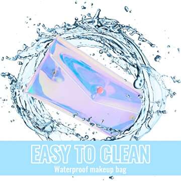 Patelai 3 Pcs Holographic Makeup Bag Iridescent Pencil Pouch Clear Transparent Iridescent Cosmetic Bag Organizer Travel Hologram Handbag Clear Coin Purse for Women(Medium)