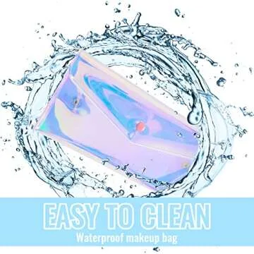 Patelai 3 Pcs Holographic Makeup Bag Iridescent Pencil Pouch Clear Transparent Iridescent Cosmetic Bag Organizer Travel Hologram Handbag Clear Coin Purse for Women(Medium)