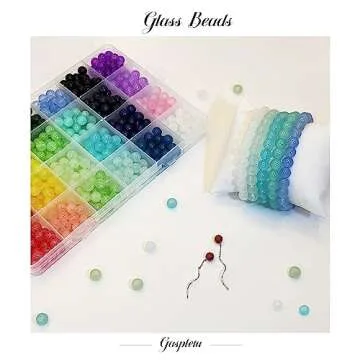 1200PCS Glass Beads for Jewelry Making, 24 Colors 8mm Crystal Beads Bracelets Making Kit, 2 Box Roun...