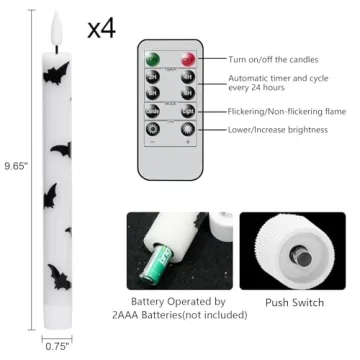 GenSwin Flameless Taper Candles Remote Timer Set