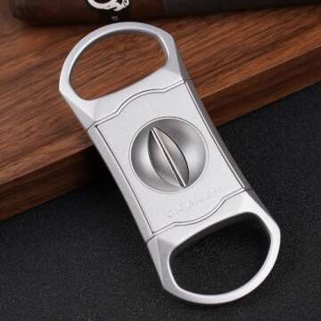 CIGARISM V-Cut Cigar Cutter with Leather Gift Case