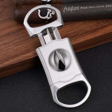 CIGARISM V-Cut Cigar Cutter with Leather Gift Case