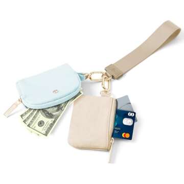 Mum's Memory Mini Zip Around Wristlet Wallet for Women Dual Pouch Wristlet Portable wallet Coin Purse Mini Women Coin Pocket