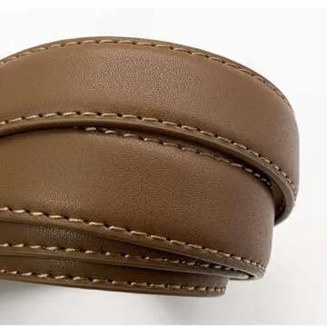 Yuangu Womens Leather Belt with Gold Buckle for Jeans