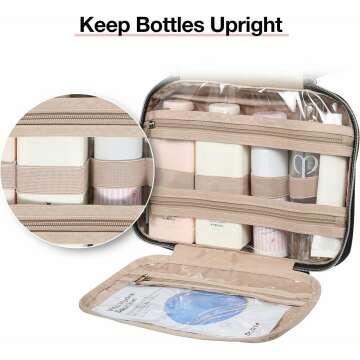 BAGSMART Medium Black Toiletry Bag for Travel Essentials