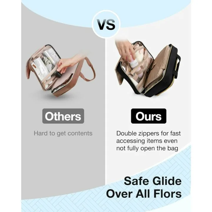 BAGSMART Medium Black Toiletry Bag for Travel Essentials