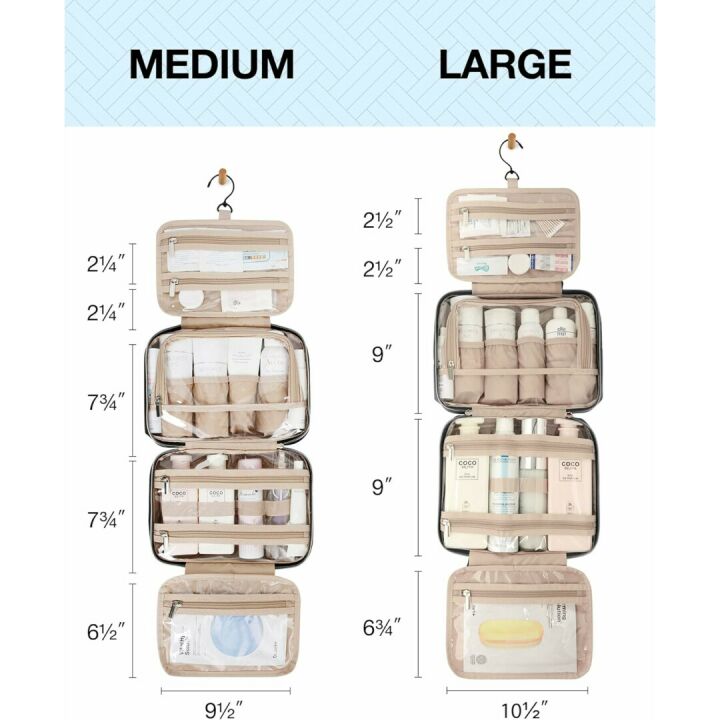 BAGSMART Medium Black Toiletry Bag for Travel Essentials