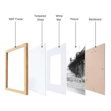 TKYGU Light Oak Picture Frame11x14 mat to 8x10 set of 3, Modern Style Wood Composite frames 11x14 Po...
