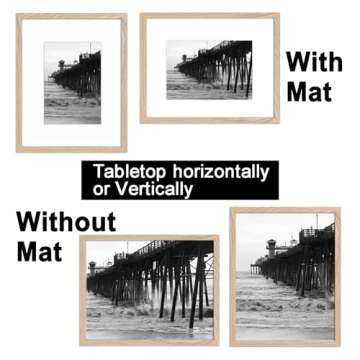 TKYGU Light Oak Picture Frame11x14 mat to 8x10 set of 3, Modern Style Wood Composite frames 11x14 Poster Frame, 11 by 14 Frame Tempered Glass Photo Frames for Wall Art Prints for Home Decor