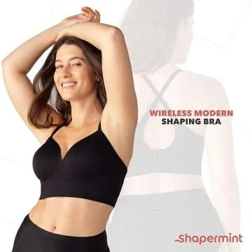 SHAPERMINT Bras for Women - Lingerie Bra, Bralettes with Support, No Underwire Plus Size Bras Black