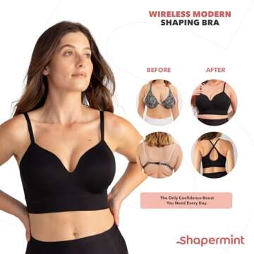 SHAPERMINT Bras for Women - Lingerie Bra, Bralettes with Support, No Underwire Plus Size Bras Black