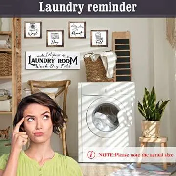 Yerliker Set of 5 Laundry Room Decor Farmhouse Wooden Sign Wash Fold Dry Repeat Signs Rustic Wall Art Prints Laundry Room Sign Decor for Home, Unframed(White,Small)