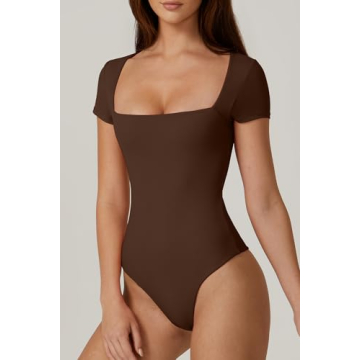 Stylish QINSEN Square Neck Bodysuit for Women