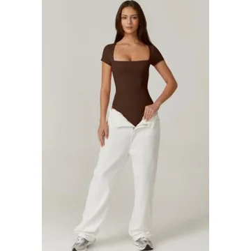 Stylish QINSEN Square Neck Bodysuit for Women