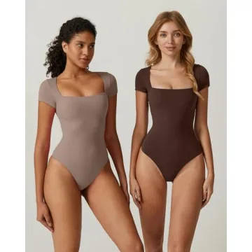 Stylish QINSEN Square Neck Bodysuit for Women