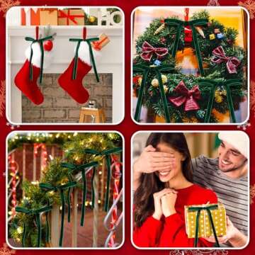 Glitinsel 24 Pcs Velvet Ribbon Bows Twist Tie Coquette Bows for Bachelorette Bridal Shower Coquette Birthday Party Christmas Tree Wreath Decoration Supplies(Width of 3/8",Dark Green)