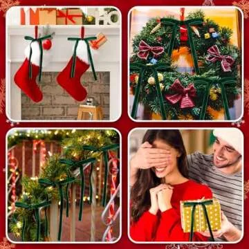 Glitinsel 24 Pcs Velvet Ribbon Bows Twist Tie Coquette Bows for Bachelorette Bridal Shower Coquette Birthday Party Christmas Tree Wreath Decoration Supplies(Width of 3/8",Dark Green)