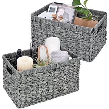 GRANNY SAYS Stylish Wicker Baskets for Storage and Organization, Gray, 2-Pack