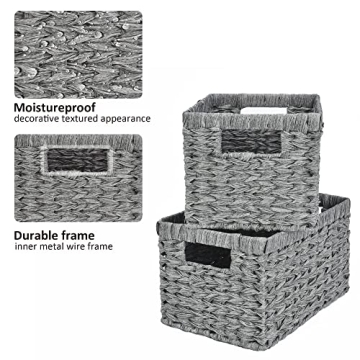 Stylish Wicker Baskets for Home Organization - 2-Pack