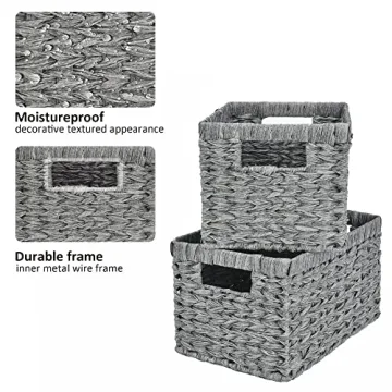 Stylish Wicker Baskets for Home Organization - 2-Pack