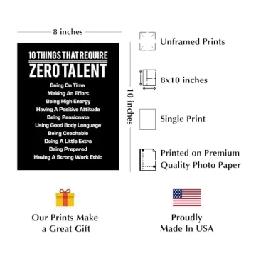 Motivational Wall Art Print - 10 Things Require Zero Talent