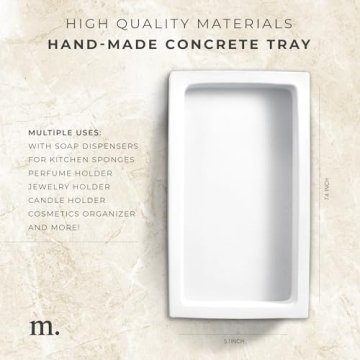 MaisoNovo Concrete Tray | White-Sink Tray for Bathroom CounterTop | Soap Dispenser Tray | Bathroom Trays for Counter | Soap Tray for Kitchen