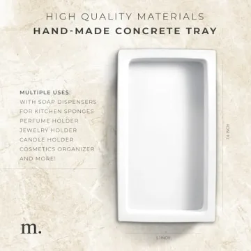 MaisoNovo Concrete Tray | White-Sink Tray for Bathroom CounterTop | Soap Dispenser Tray | Bathroom Trays for Counter | Soap Tray for Kitchen