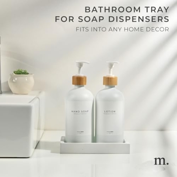 MaisoNovo Concrete Tray | White-Sink Tray for Bathroom CounterTop | Soap Dispenser Tray | Bathroom Trays for Counter | Soap Tray for Kitchen