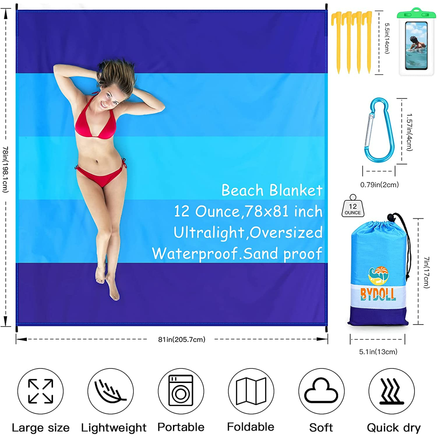 BYDOLL Beach Blanket - Extra Large Waterproof Mat