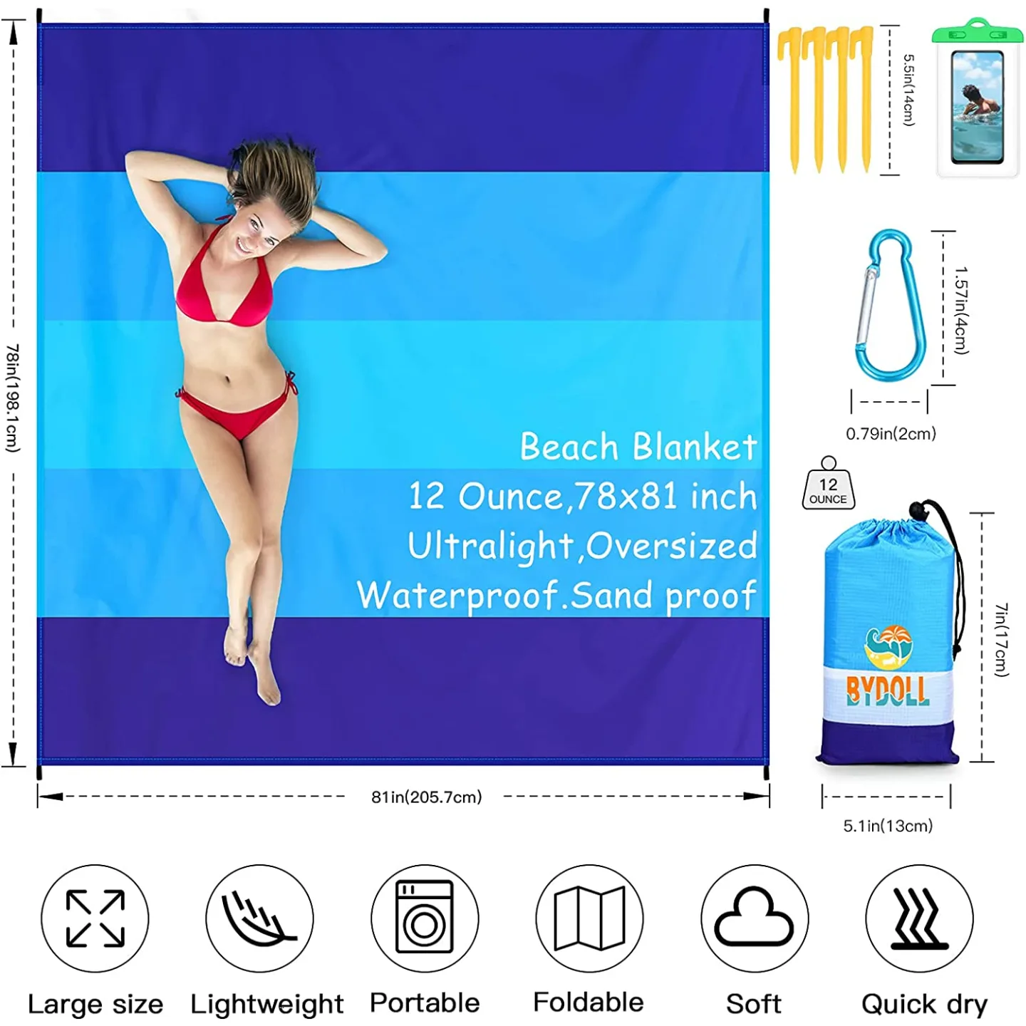 BYDOLL Beach Blanket - Extra Large Waterproof Mat