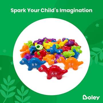 Boley Educational Alphabet Dinosaur Toys for Toddlers - 52 Piece ABC Dinos Playset for Early Learnin...
