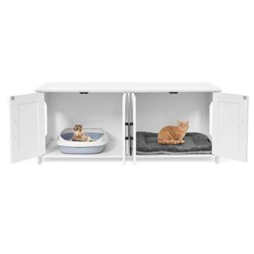 Homhedy Cat Litter Box Enclosure For 2 cats, Litter Box Furniture Hidden with Double Room,Wooden Cat...