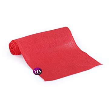 VDS Pack of 1, Burlap Table Runner 100% Natural Jute Rustic Hessian Table Cloth Centrepiece for Wedding Bridal Shower Birthday Event Party Banquet Table Decoration (Size 12X108 Inch)(Red)