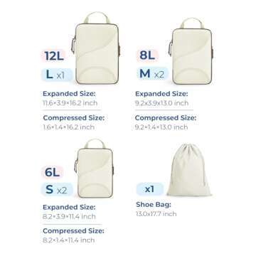 BAGSMART Compression Packing Cubes for Travel, 6 Set Travel Packing Cubes for Suitcases, Compression...