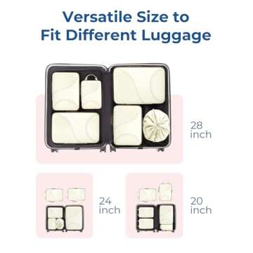 BAGSMART Compression Packing Cubes for Travel, 6 Set Travel Packing Cubes for Suitcases, Compression Suitcases Organizers Bag Set for Travel Essentials, Lightweight Packing Organizers White Opal